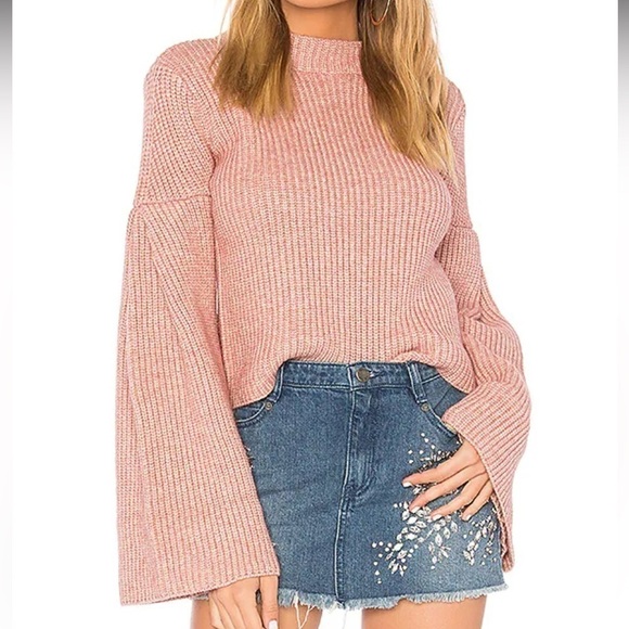 64. ENDLESS ROSE Pink Bell Sleeve Sweater small Revolve - Picture 7 of 10